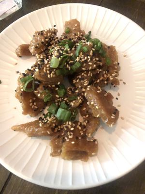 “Pollo” orange - super recomendado #Veganuary at Vegan Ramen Mei - Condesa in Mexico City