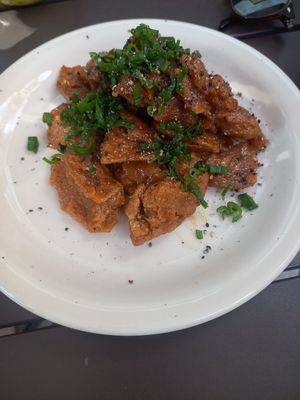 "orange chicken" 😊👌🏼 at Vegan Ramen Mei - Condesa in Mexico City