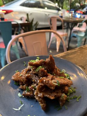 Vegan orange chikin  at Vegan Ramen Mei - Condesa in Mexico City
