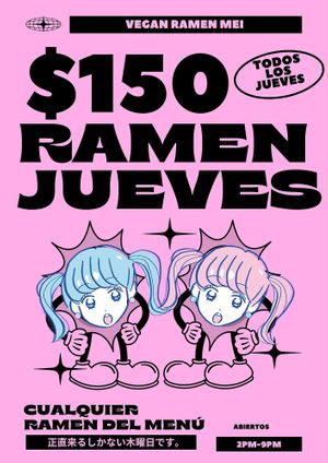 JUEVES🫰💞
.
150 pesos day! JUEVES! 🙌
祭りじゃ🍜🙌
.
¡Cualquier ramen del menú está TODOS a 150 pesos en TODOS LOS LOCALES🍜ON TODOS LOS JUEVES! 
Hasta mañana! at Vegan Ramen Mei - Condesa in Mexico City