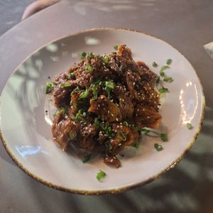 Orange "Pollo" at Vegan Ramen Mei - Condesa in Mexico City