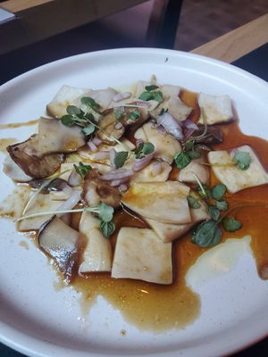 Mushroom carpaccio at Planta Queen in Chicago