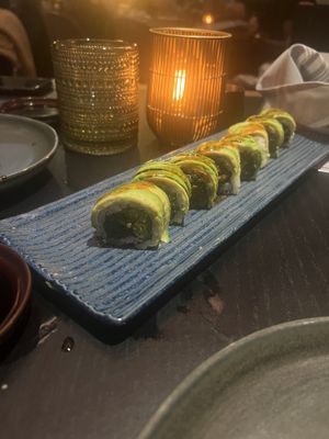 Dragon Roll w burned broccoli😒 at Planta Queen in Chicago