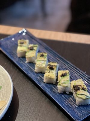 Torched and pressed sushi  at Planta Queen in Chicago