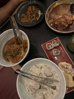 Spread of many dishes  at Planta Queen in Chicago
