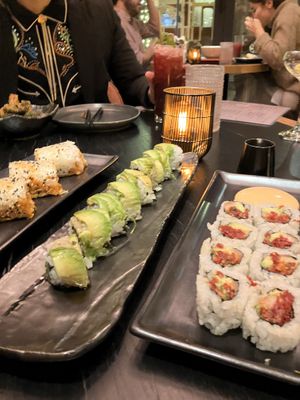 Crab roll, dragon roll, spicy tuna roll   at Planta Queen in Chicago