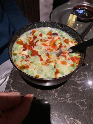 “egg drop” soup   at Planta Queen in Chicago