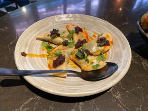 Spinach Black Bean Dumplings at Planta Queen in Chicago