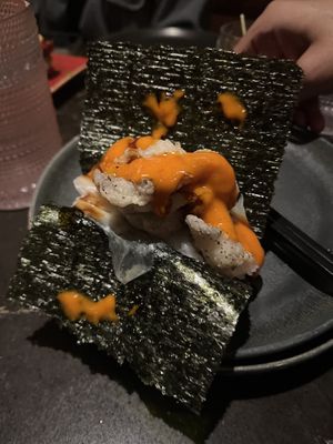 Spicy tuna hand roll  at Planta Queen in Chicago