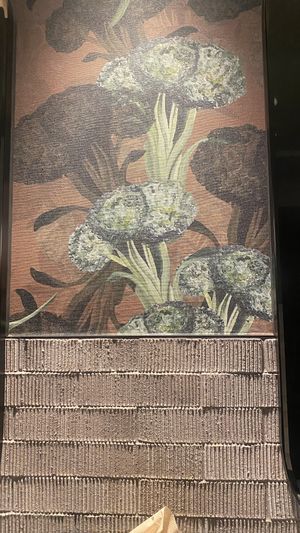 Love the broccoli wallpaper in the bathroomm  at Planta Queen in Chicago