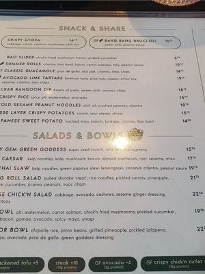Menu at Planta Queen in Chicago
