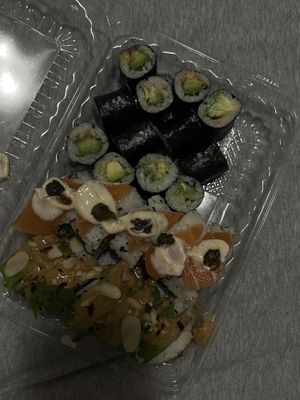 avo rolls, kimbap, salmon” Philadelphia “  at Bloom Sushi - Quartier des Spectacles in Montreal