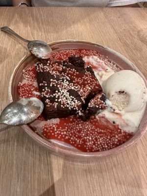 Brownie with vanilla ice cream  at Bloom Sushi - Quartier des Spectacles in Montreal