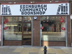 Shop front at Edinburgh Community Bookshop in Edinburgh
