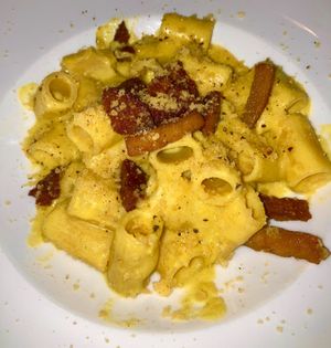 Vegan carbonara at Veghometro in Rome