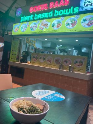 Nice and clear signage to let you know it’s all plant based!  at Gokul Raas Vegetarian - Lau Pa Sat in Central Singapore