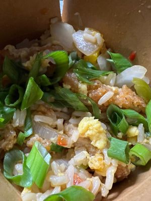 Try the vegan fried chicken fried rice, so good you have to say fried twice. Lol.  at Eduble Chefs in Miami