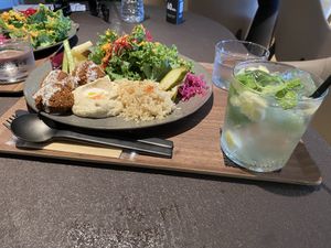 Falafel plate and homemade mint lemonade   at Cafe Tarot - カフェタロ in Tokyo
