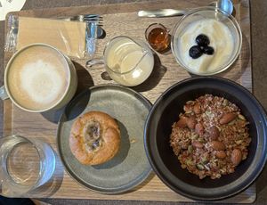 Breakfast with Granola, Muffin and Soy Yoghurt.  at Cafe Tarot - カフェタロ in Tokyo