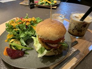 Burger and coffee jelly   at Cafe Tarot - カフェタロ in Tokyo