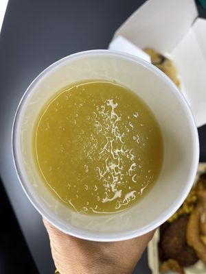 Fresh pineapple orange ginger juice   at Adina's Vegan Cuisine in St Louis