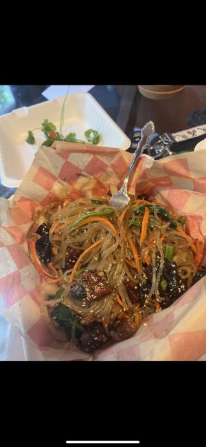 So good, added tempeh to this nood dish  at Suki's Vegan in Gainesville