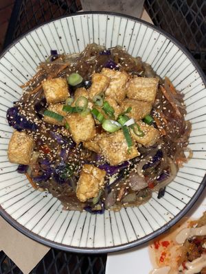 Japchae with tofu  at Suki's Vegan in Gainesville