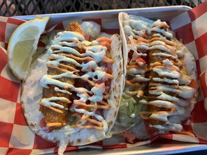 Vegan fish tacos  at Suki's Vegan in Gainesville