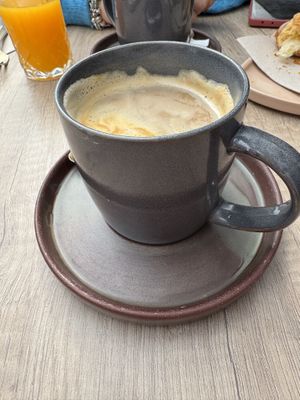 Café crème with soy milk supplement   at Selma Alabama in Bayeux