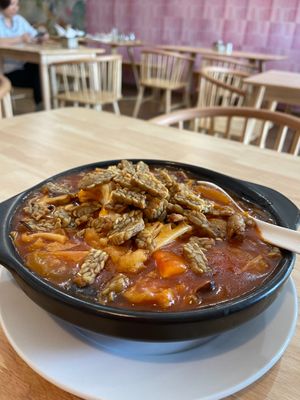 Organic Tomato Bean Curd Pot (V) RM30.00 - Beancurd & Vegetables braised with Organic Tomato Puree
 at Botanique Vegetarian Private Kitchen in Petaling Jaya