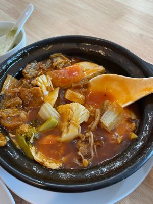 Organic Tomato Bean Curd Pot (V) RM30.00 - Beancurd & Vegetables braised with Organic Tomato Puree
 at Botanique Vegetarian Private Kitchen in Petaling Jaya