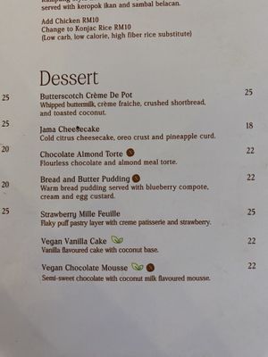 Dessert menu now includes vegan options!!   at Jama KL in Kuala Lumpur
