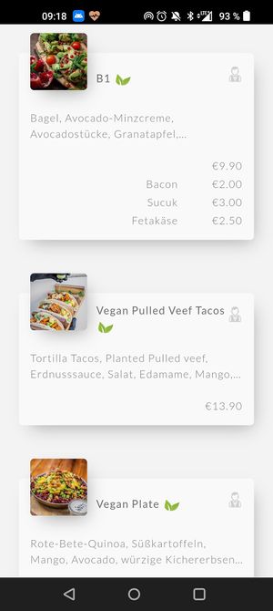 Menu at Café Buur in Cologne