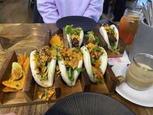 Vegan Chicken Bao buns  at Café Buur in Cologne
