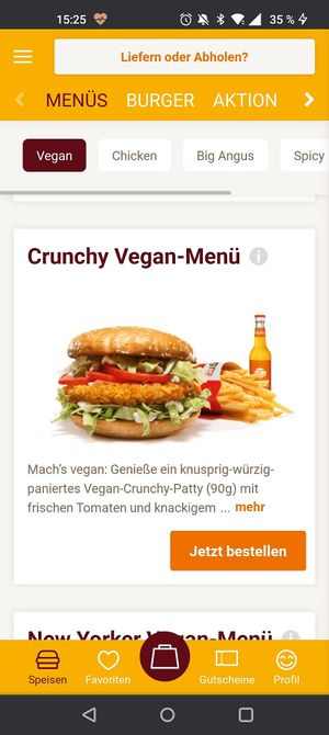 Menu at Burgerme in Karlsruhe