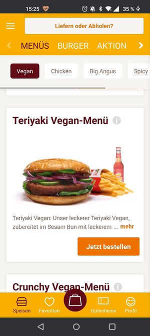 Menu at Burgerme in Karlsruhe