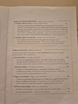 Breakfast and sandwiches, vegan labeled at Isabella Pâtisserie in Munich