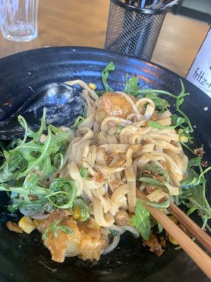 Ramen (all mixed up as I got too excited before I remembered to take a picture!)  at RAMEN-ISM & Impossible in Amsterdam