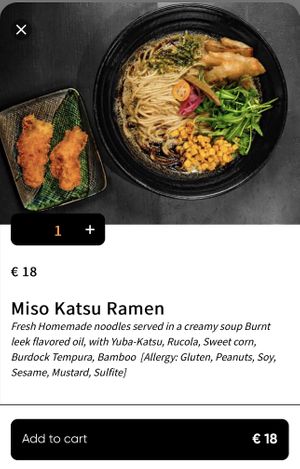 The ingredients for the miso ramen  at RAMEN-ISM & Impossible in Amsterdam