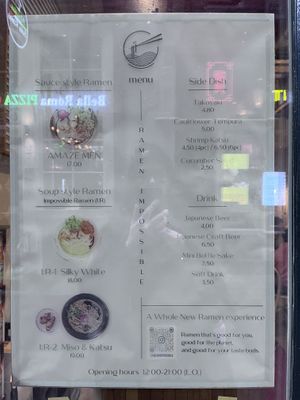 Menue  at RAMEN-ISM & Impossible in Amsterdam