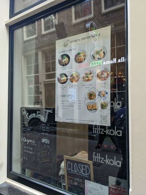 Menu outside at RAMEN-ISM & Impossible in Amsterdam