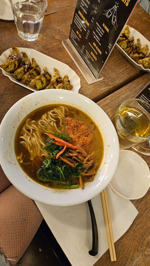 Black ramen, fried gyoza, genmaicha :D at RAMEN-ISM & Impossible in Amsterdam