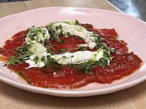 Watermelon Carpaccio   at Butcher's Daughter in West Hollywood