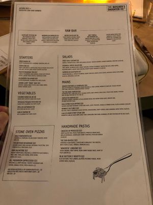 Dinner menu at Butcher's Daughter in West Hollywood