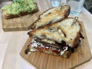 Mushroom sandwich   at Butcher's Daughter in West Hollywood