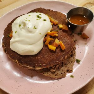 Buckwheat pancakes at Butcher's Daughter in West Hollywood
