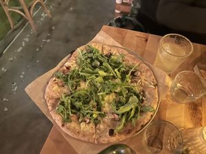 Mushroom truffle pizzaa  at Butcher's Daughter in West Hollywood