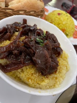 Cuscus and caramelized onlions at Restaurant Ahlen in Tangier