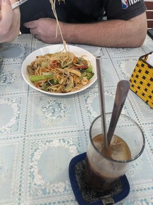 Stir fry noodles at Genkan Vegan Cafe in Dong Hoi