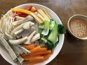 Cold mixed rice noodles   at Genkan Vegan Cafe in Dong Hoi